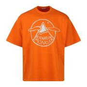 Moncler Kontrasterande Logotryck T-Shirt Orange, Herr