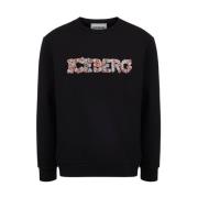 Iceberg Sweatshirt med blommigt logotyptryck Black, Herr