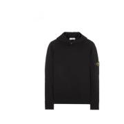 Stone Island Svart huvtröja med Old behandling Black, Herr