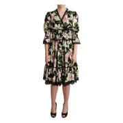 Dolce & Gabbana Svart Bomull Lily Print Klänning Black, Dam