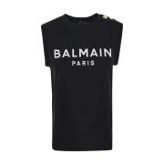 Balmain Sleeveless Tops Black, Dam