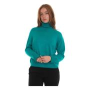 Liu Jo Bättre Pullover med Turtleneck och Lurex-detaljer Green, Dam