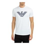 Emporio Armani Mönstrad Logo T-shirt White, Herr