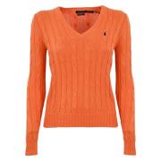 Ralph Lauren Orange Kabelstickad Tröja för Kvinnor Orange, Dam