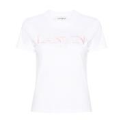 Lanvin Broderad Logotyp Vita T-shirts och Polos White, Dam