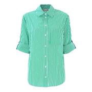 Kocca Randig bomullsskjorta med upprullade ärmar Green, Dam