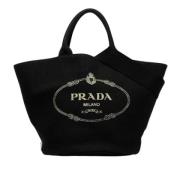 Prada Vintage Pre-owned Canvas handvskor Black, Dam