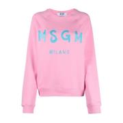 Msgm Rosa Sweaters med Fransk Terry Foder Pink, Dam