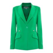 Kocca Elegant Blazer med knappar och fickor Green, Dam