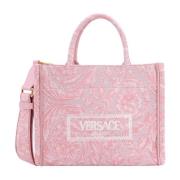 Versace Barocco Canvas Handväska med Vintage Logo Pink, Dam