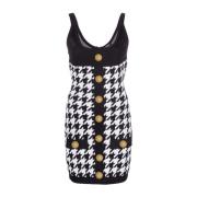 Balmain Houndstooth Stickad Klänning med Band Multicolor, Dam