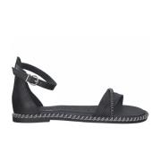 Tamaris Svarta platta sandaler för kvinnor Black, Dam