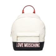 Love Moschino Tvåfärgad Handväska med Dragkedjeficka White, Dam