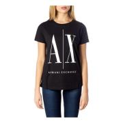 Armani Exchange Tryckt T-shirt med Kort Ärm för Kvinnor Black, Dam