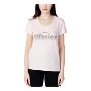 Blauer Rosa Rhinestone Print T-shirt Pink, Dam