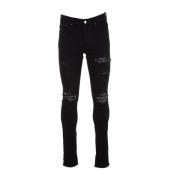 Amiri Svarta Skinny-Fit Jeans med Bandana Print Black, Herr