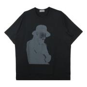 Yohji Yamamoto Svart Grafiskt Tryck Bomull T-shirt Black, Herr
