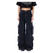 Amiri Baggy Cargo Jeans för modeframåt kvinnor Black, Dam