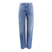 3X1 Blå Högmidjade Wide Leg Jeans Blue, Dam