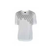 Fendi Vit Bomull T-shirt med Vichy Tygapplikationer White, Herr