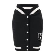 Karl Lagerfeld Svart kjol med vita tryckknappar Black, Dam