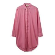 MOS Mosh Blommig skjortklänning med långa ärmar Pink, Dam