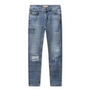 MOS Mosh Trendiga Boyfriend Jeans med Slitna Detaljer Blue, Dam