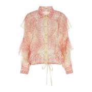 Philosophy di Lorenzo Serafini Tryckt Crepe Skjorta Pink, Dam