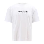 Palm Angels Vit Ribbad Crew-neck T-shirt White, Herr