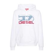 Diesel Vit Sweatshirt med Framsida Tryck White, Herr