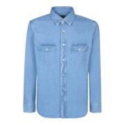 Tom Ford Denim Skjorta med Tryckknappar Blue, Herr
