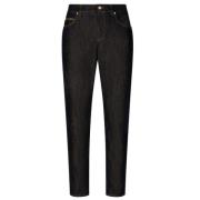 Dolce & Gabbana Svarta Logo Plaque Straight-Legged Jeans Black, Herr