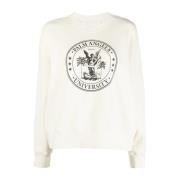 Palm Angels Klassisk Crew Sweatshirt i Butter/Black White, Dam