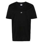 C.p. Company Svart Logo Print Bomull T-Shirt Black, Herr