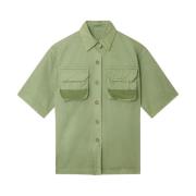Stella McCartney Grön Bomullsskjorta med Klassisk Krage Green, Dam