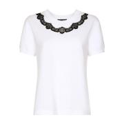 Dolce & Gabbana T-Shirt med spets White, Dam