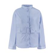 Aspesi Nylon Blousonjacka med Stora Fickor Blue, Dam