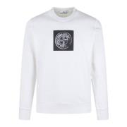 Stone Island Sweatshirt med texturerat tryck White, Herr