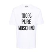 Moschino Vita T-shirts och Polos med Slogan Print White, Herr