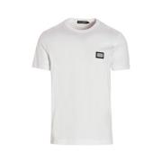 Dolce & Gabbana Vit Bomull T-shirt med Silverlogga White, Herr