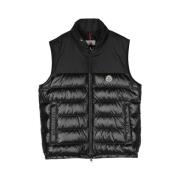 Moncler Svart dunfjäder gilet med logopatch Black, Herr