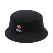 Kenzo Svart Broderad Logobucket Hat Black, Herr
