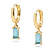 Nialaya Women's Huggie Earrings with Blue Charm Yellow, Dam