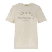 Iceberg Herr Vit Bomull T-Shirt med Logotryck White, Herr