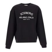 Iceberg Svart Bomullssweatshirt för Män Black, Herr