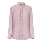 N21 Rosa Linneskjorta med Kristallutsmyckning Pink, Dam