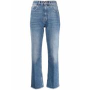 Golden Goose Faded Cropped Jeans med Stud Detaljer Blue, Dam