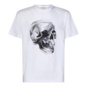 Alexander McQueen Oversized T-shirt med Dragonfly Skull print White, H...