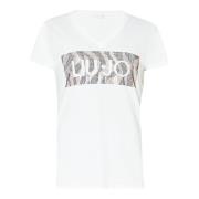 Liu Jo T-shirt med tryck och strass White, Dam