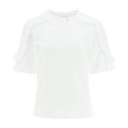 See by Chloé T-shirt med rynkade poplinärmar White, Dam